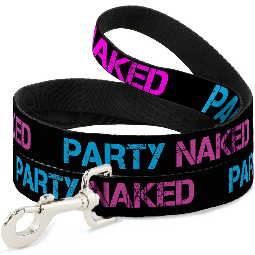 Dog Leash PARTY NAKED Black/Turquoise/Fuchsia NARROW 0.5"