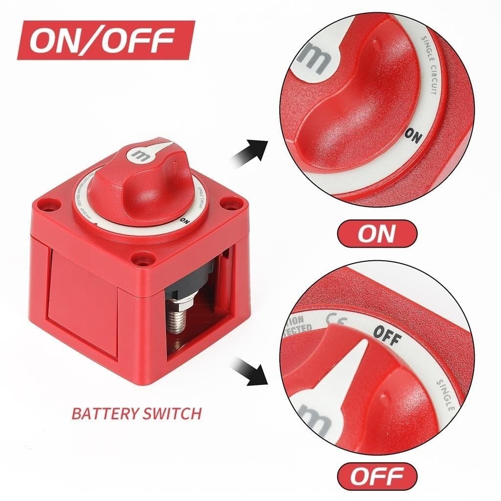 Wirenest Heavy-Duty Battery Disconnect Switch UTV RV Boat Multi-Mount 300A