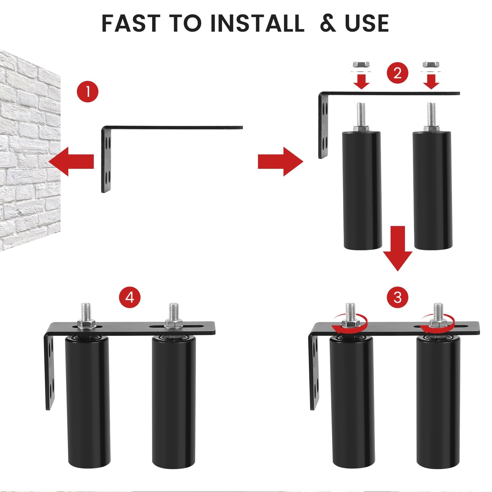 6"Gate Roller Guide,Sliding Gate Hardware with L-Sliding 6inch, Black