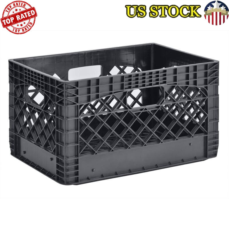 24 QT Heavy-Duty Rectangular Dairy Crates Versatile Storage Stackable New