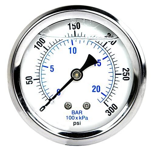 Stainless Steel Liquid Filled Pressure Gauge WOG Water Oil Gas 0 to 300PSI Mount