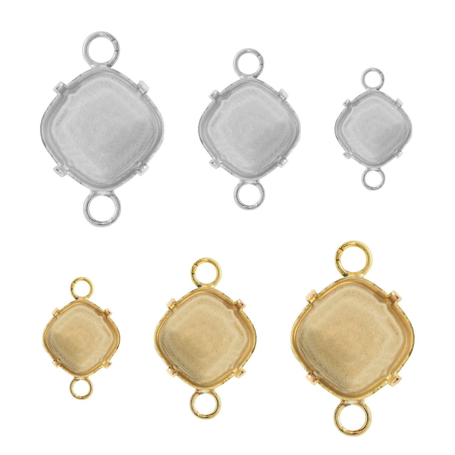 Brass Base/Connector for Embedding Square Cushion Shape Crystals * Chooze Size