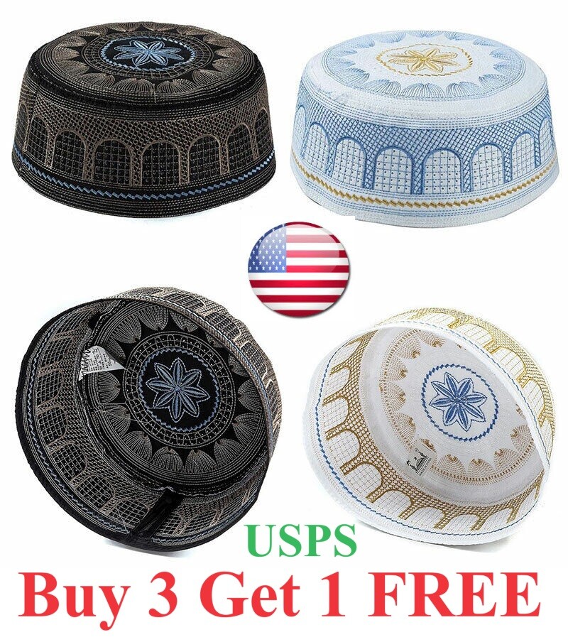 Men Skull Cap Muslim Islamic Prayer Hat Kufi Head Wear Ramadan Praying Scarf New