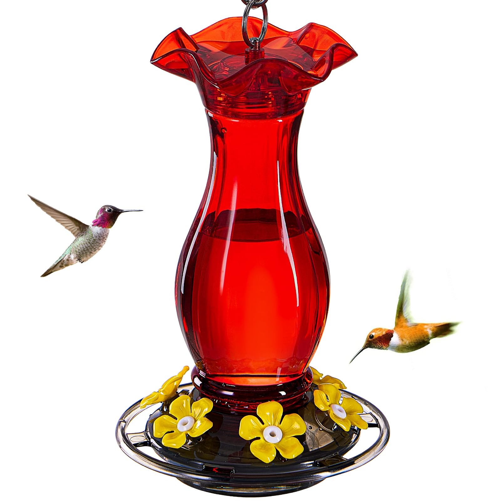 Jealoeur Hummingbird Feeder for Outdoors Hanging, 18 OZ Humming Red 1 Pack