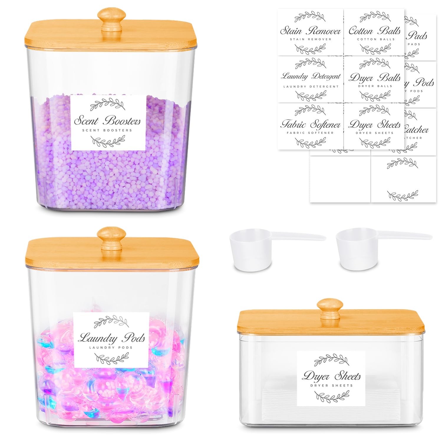 efluky 3 Pack Laundry Pods Container & Dryer Sheet Holder Set, 3pack, clear