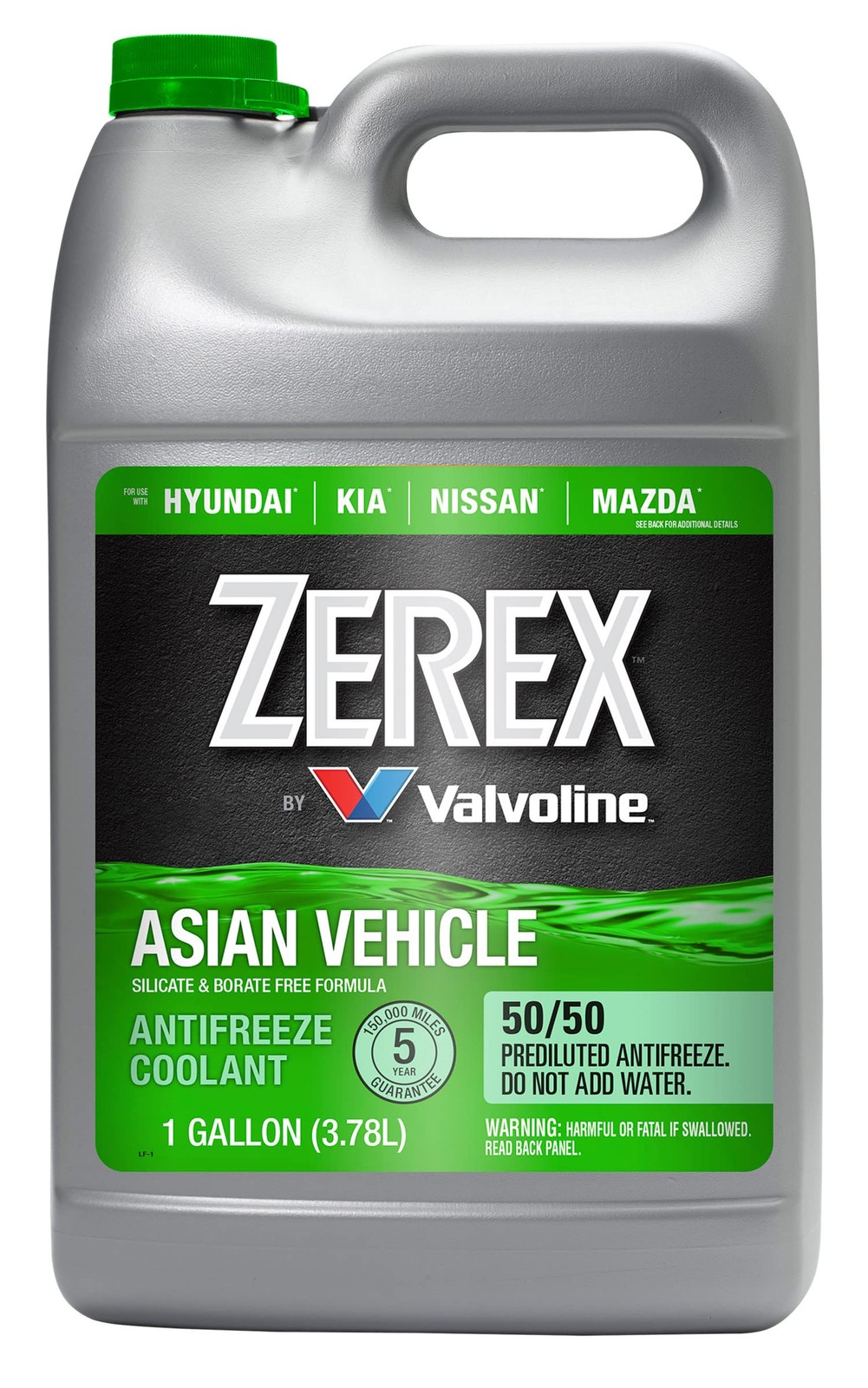 1 Gallon Zerex Asian Vehicle Green 50/50 Antifreeze Coolant Ready-to-Use