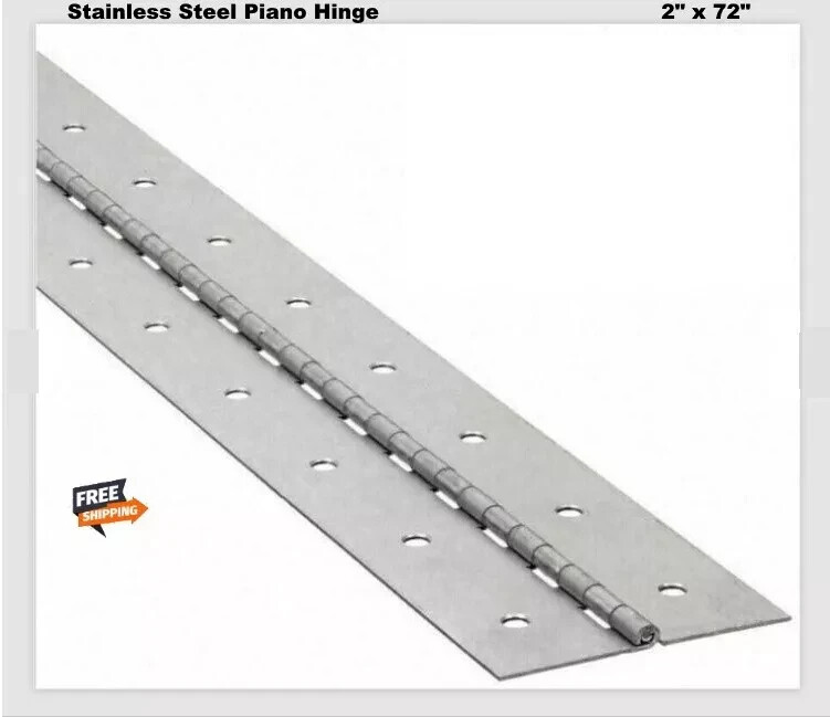 Stainless Steel Continuous Piano Hinge 2" x 6 Ft Full Surface Non-removable Pin