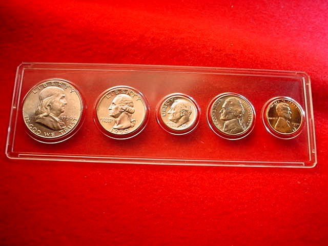 1950 PHILADELPHIA 5 COIN MINT SET 90% SILVER 5 BU KEY DATE COINS!    #130