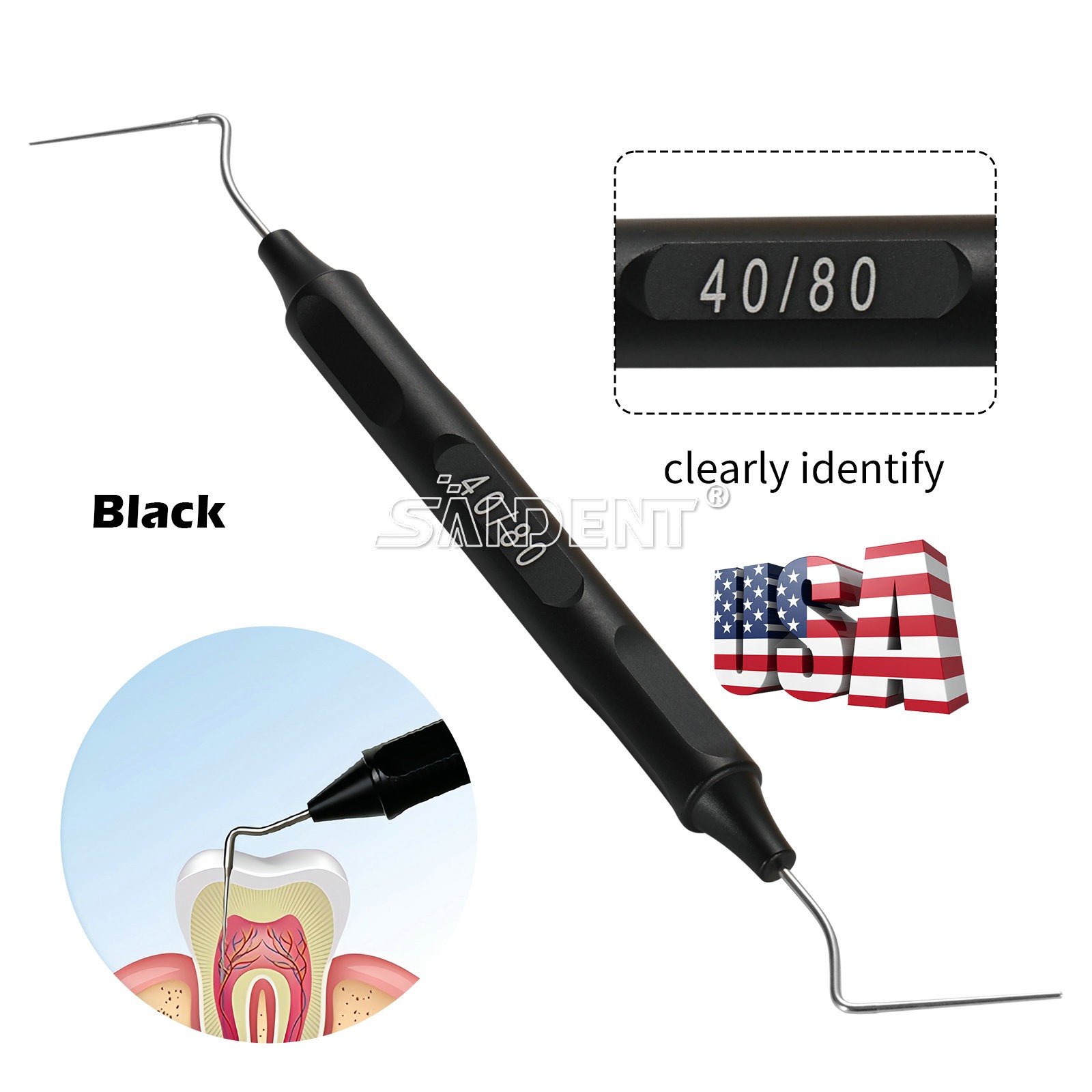 USA Dental Endo Gutta Percha Tips Hand Plugger Condenser NITI Stainless Black