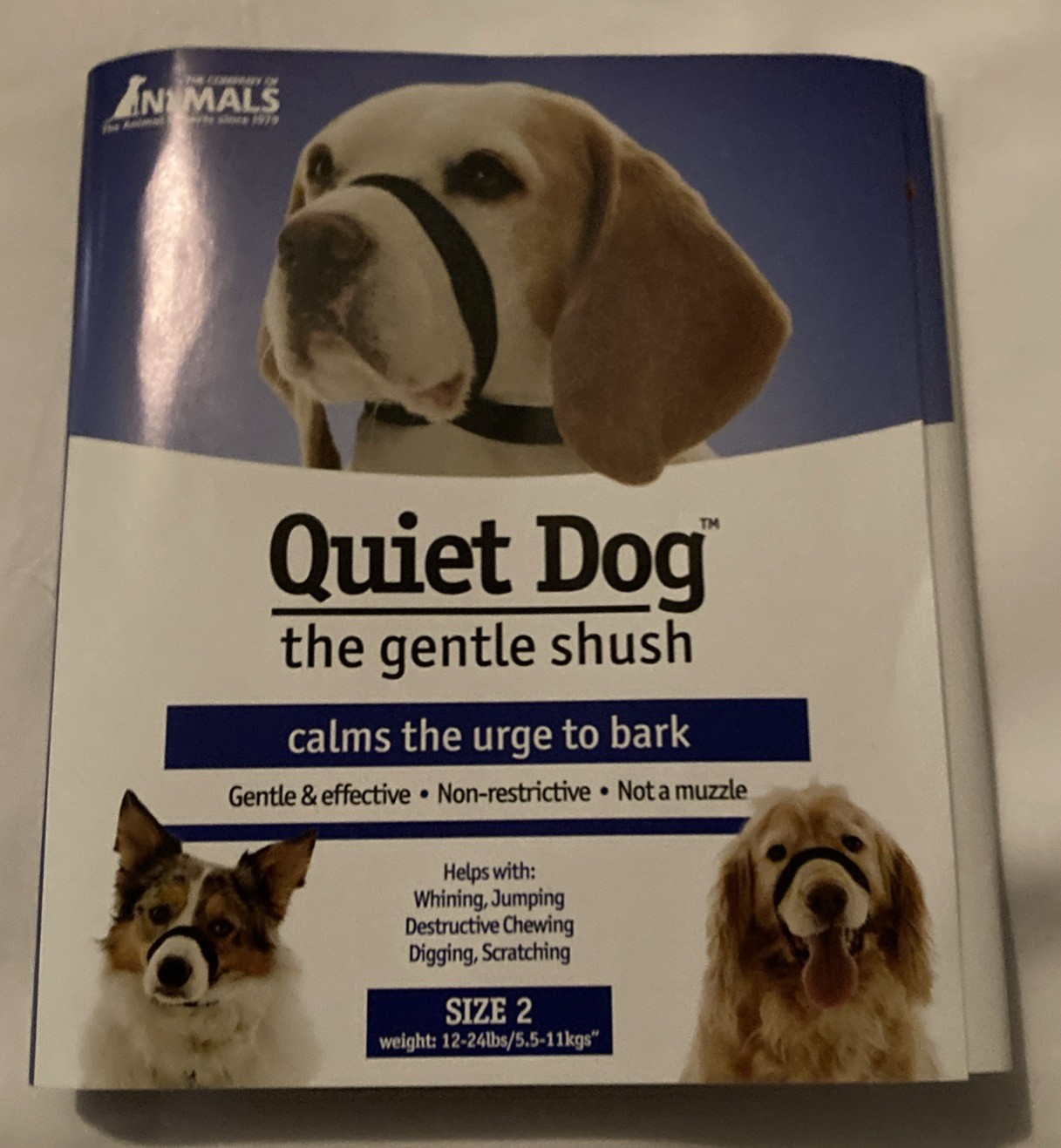 Quiet Dog the gentle shush size 2 muzzle wrap, new open box