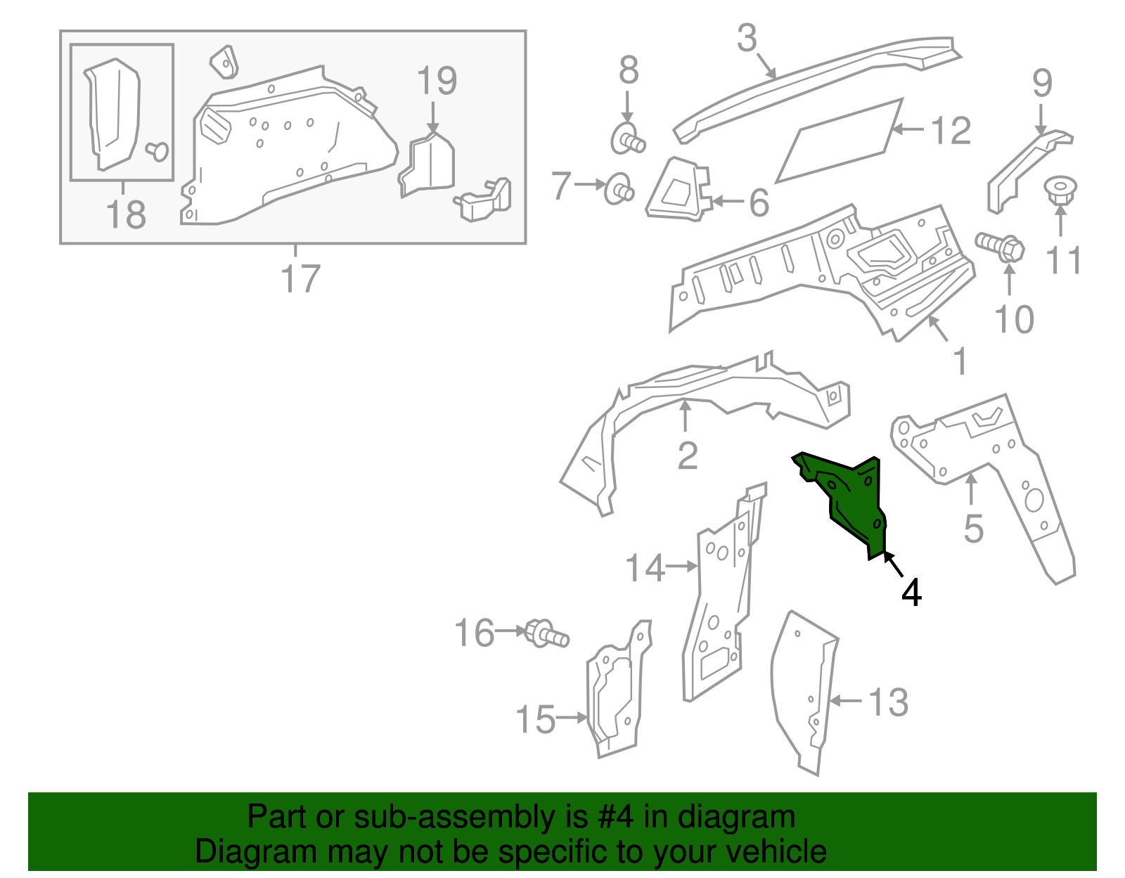 Genuine GM Passenger Side Quarter Inner Panel Extension 23150752