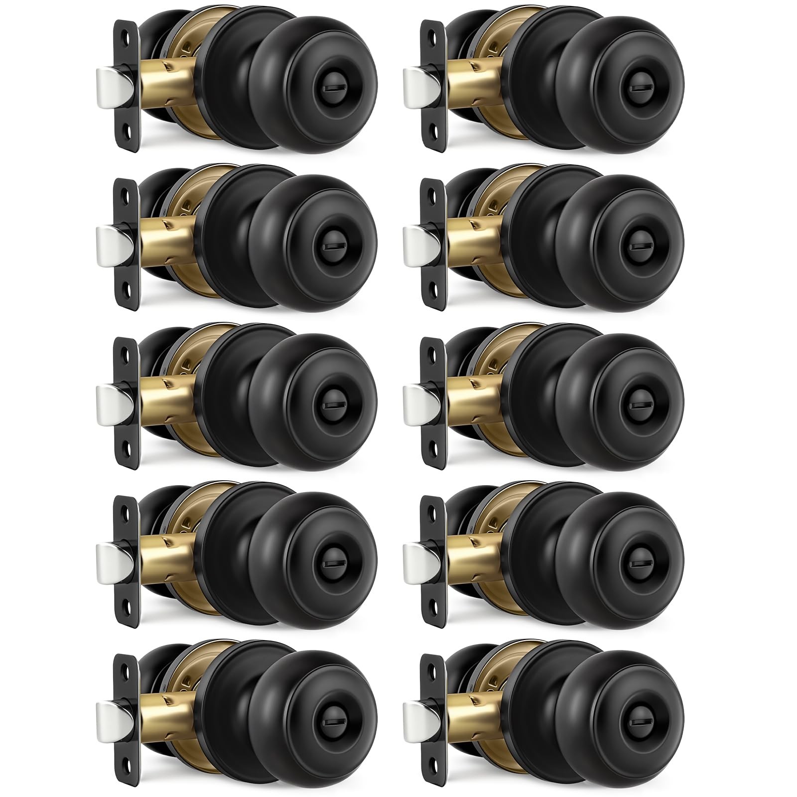 10 Pack Black Door Knobs, Privacy Door Knobs Interior Door Knob for Bedroom US..