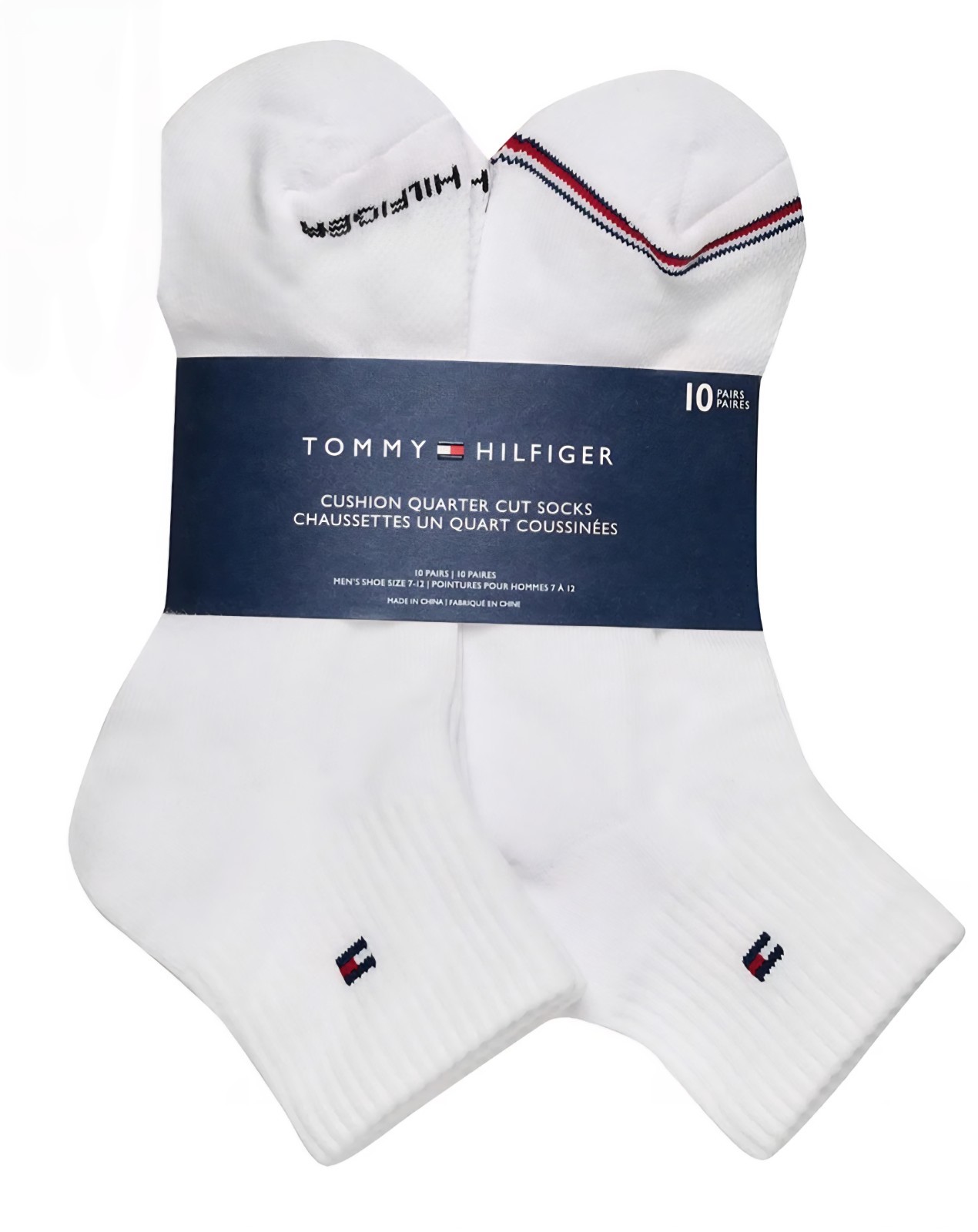 10 Pair - Tommy Hilfiger Men's Lightweight Cushion Quarter Cut Socks,  Size 7-12