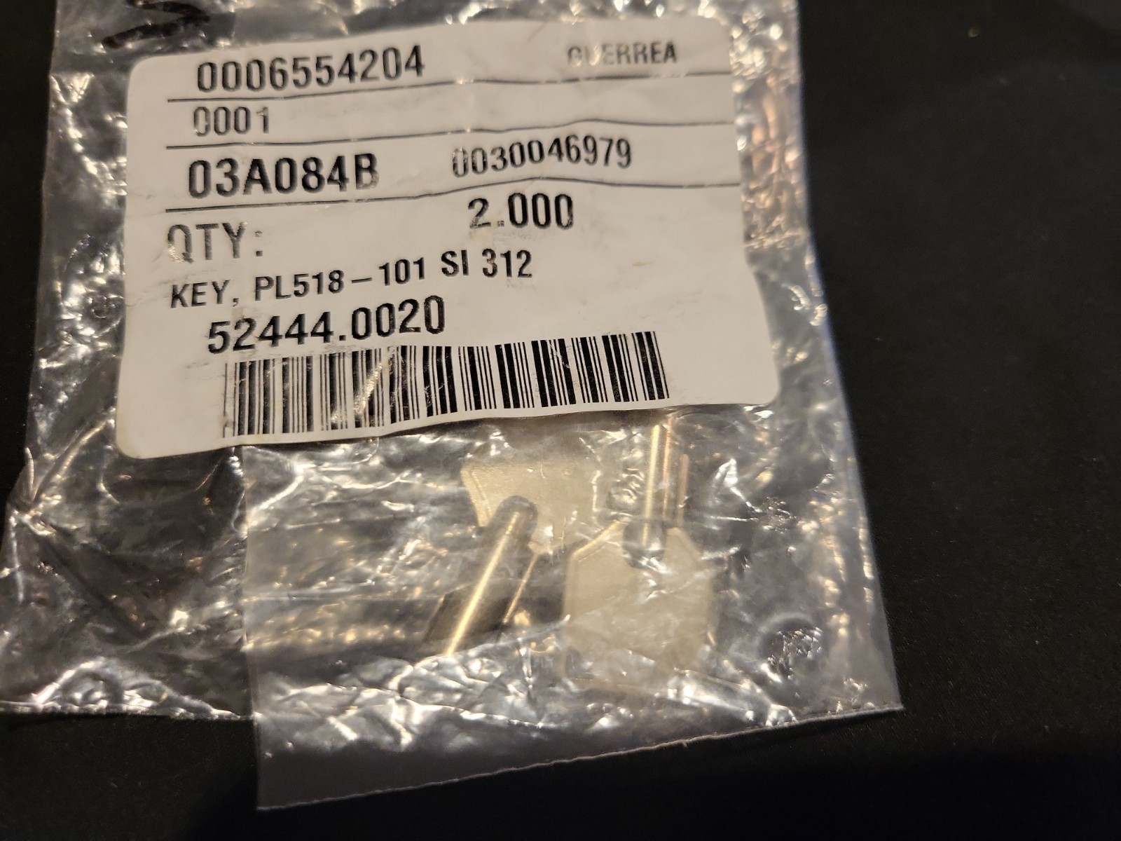 Two Bunn New Genuine OEM parts Key PL518-101 SI 312 qty 2 52444.0020