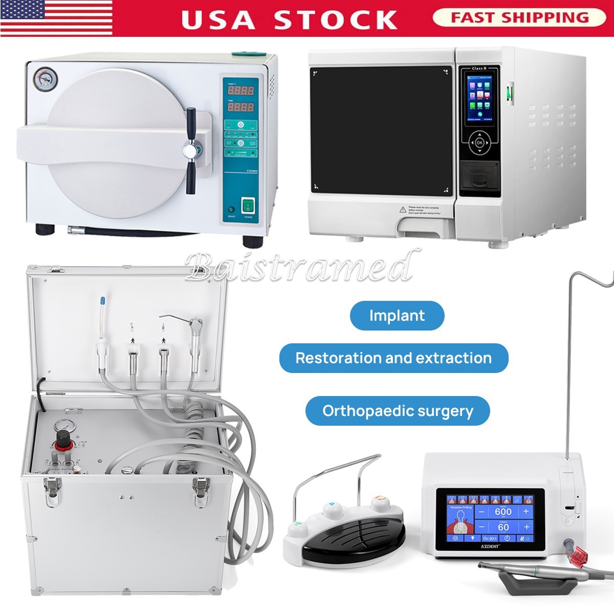 Dental Autoclaves Sterilizers /Implant surgical motor/Unit with Air Compressor