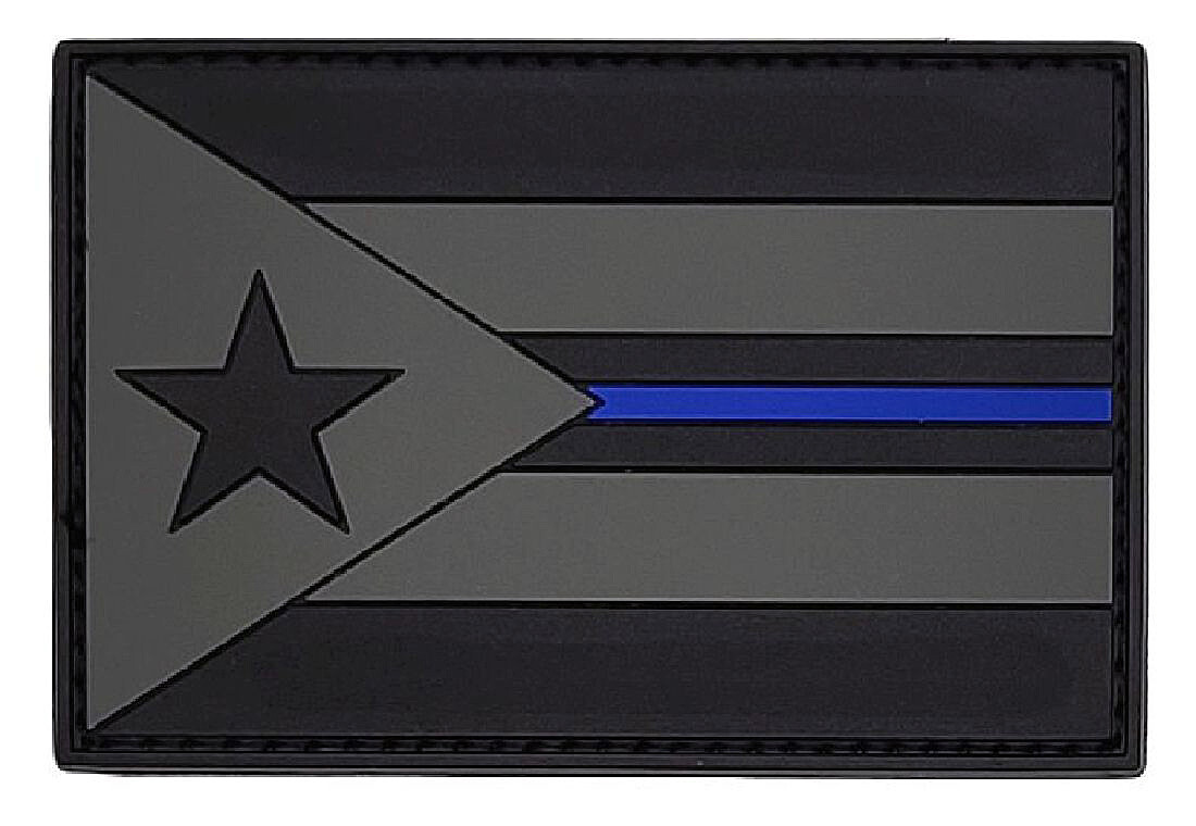 Puerto Rico Flag Thin Blue line Morale Appliques Patch (PVC Hook Patch -PS3)