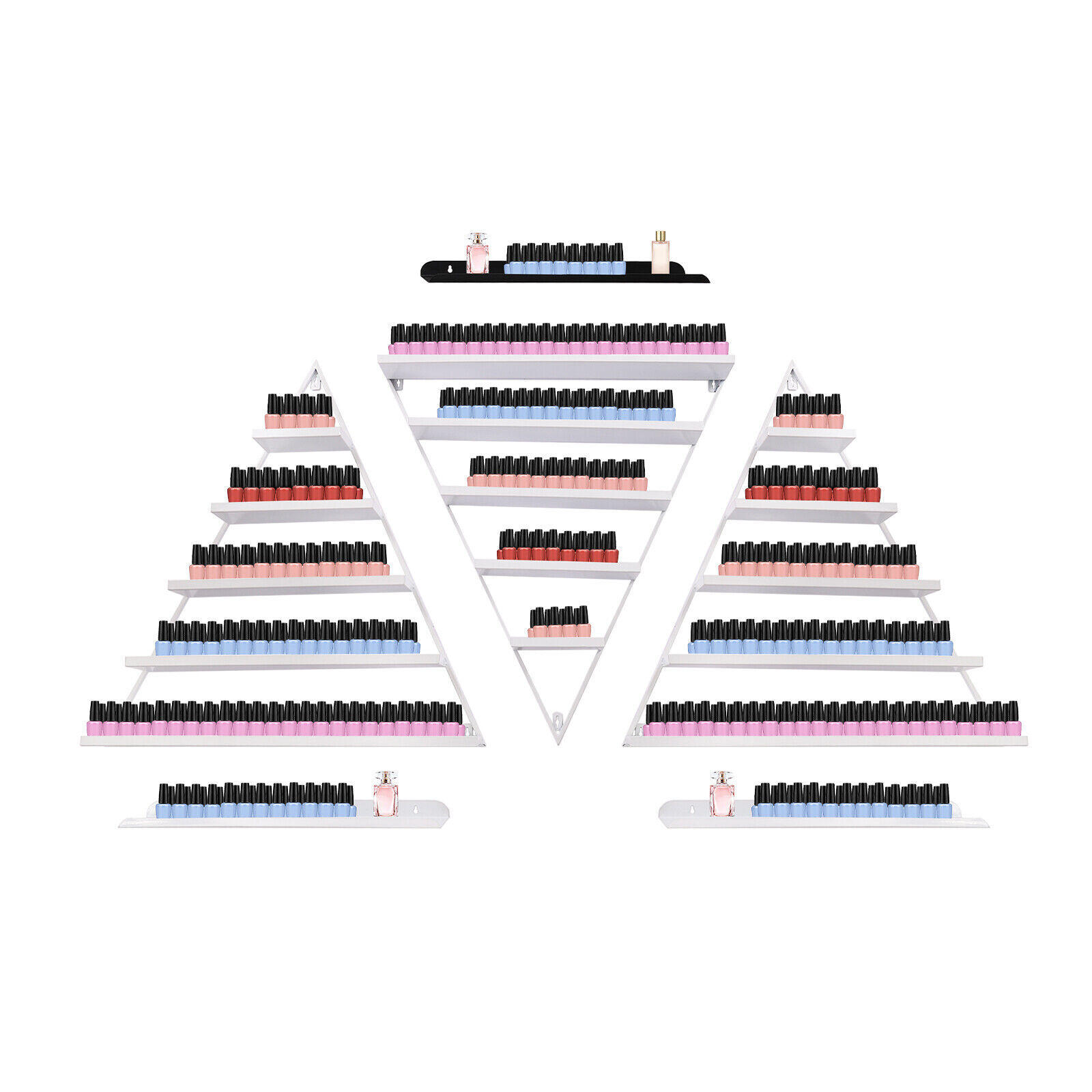 3 Pcs Triangle Wall-mounted?Nail?Polish?Display?Racks 5-Tier White Display Shelf