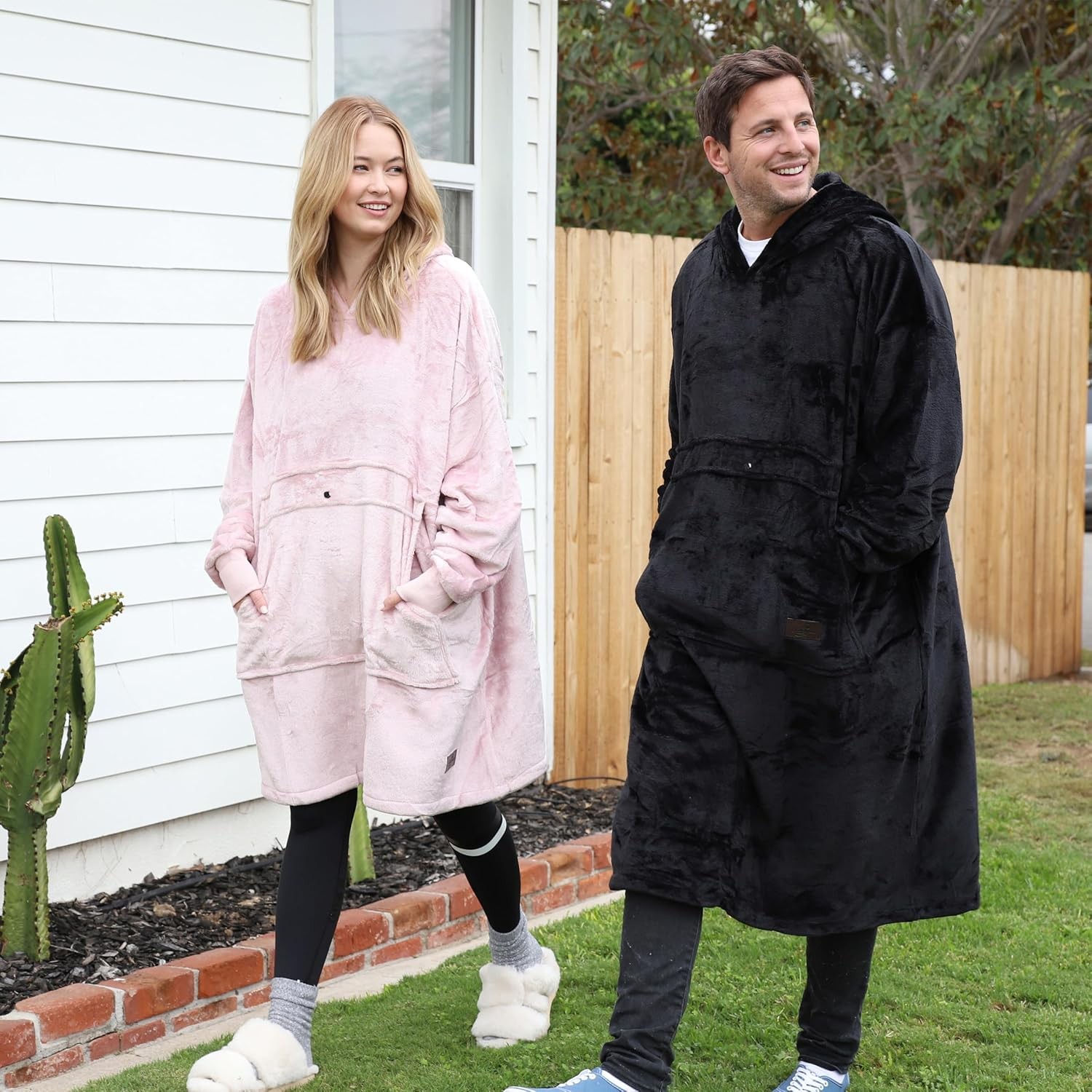 Catalonia Oversized Blanket Hoodie Adult-Extra Long, Black-ankle Length