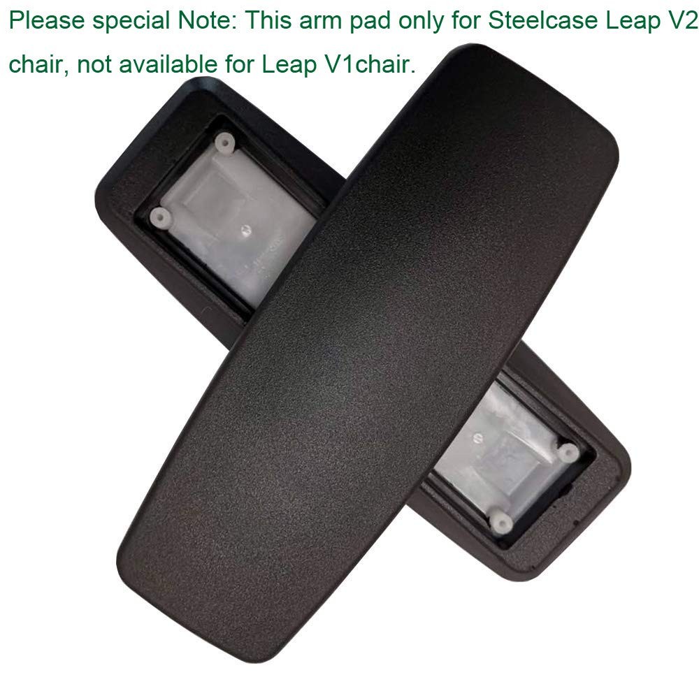 Steelcase Leap V2 & Amia Chair Armrest Pad Replacements - Black, Set of 2