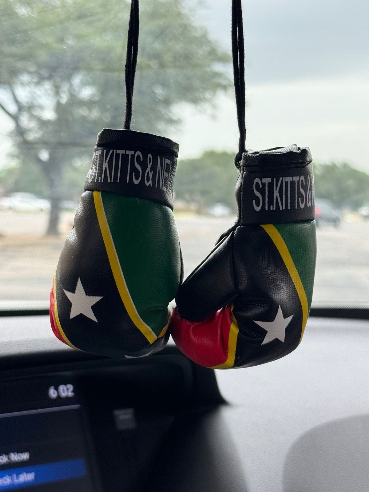 St Kitts & Nevis Mini Boxing Gloves Car Rearview Mirror Hanging Decor Charm