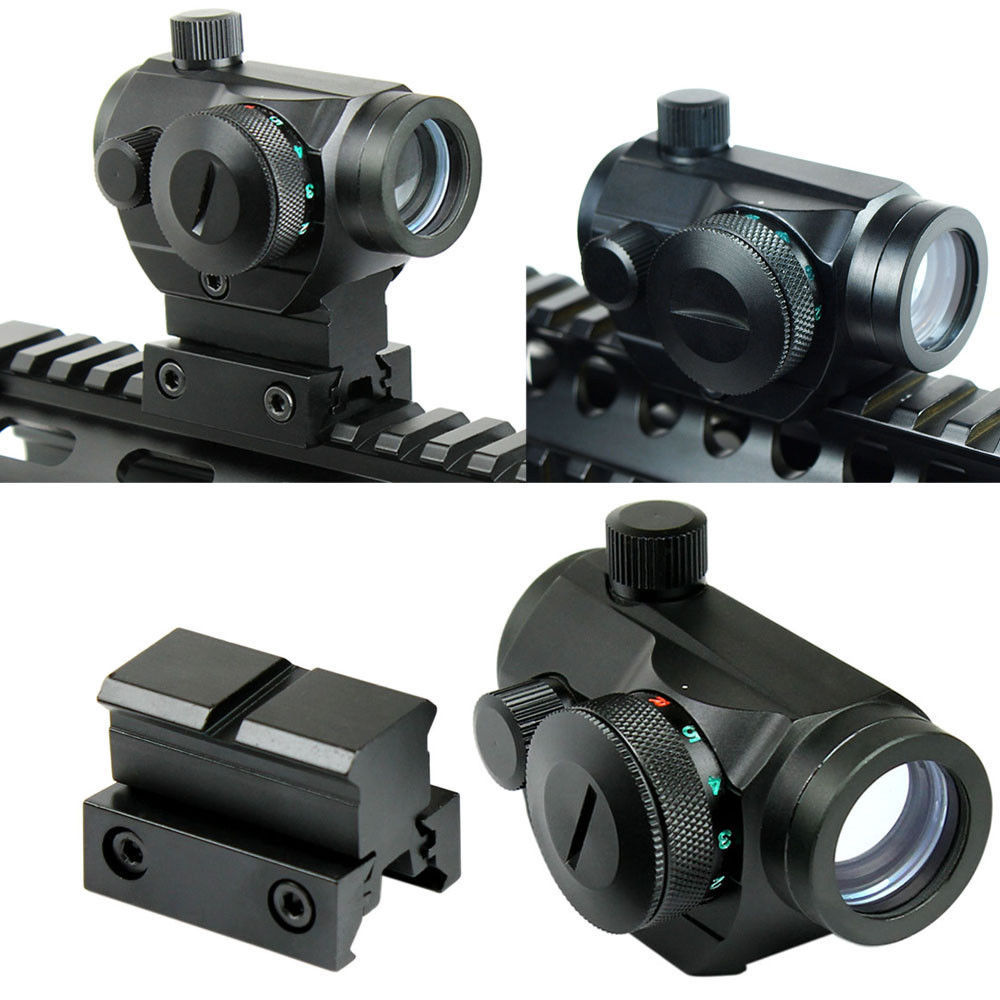 Reflex Red Green Dot Sight Scope w/ Dual High & Low Profile Rail Mounts