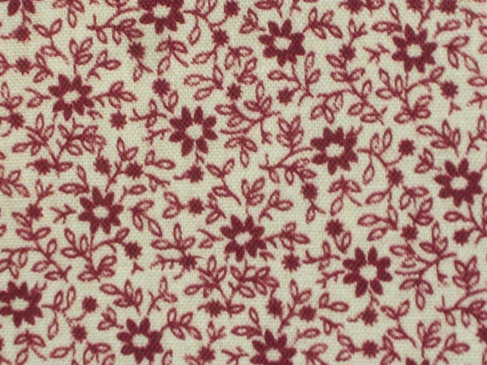 3 Yard Cut Vintage Peter Pan Quilting Fabric Calico Flowers Red White
