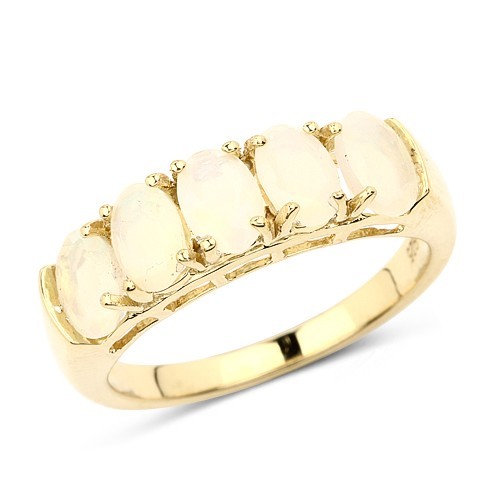 Gold Plated 925 Sterling Silver Ethiopian Opal Ring Oval Handmade Gift Item