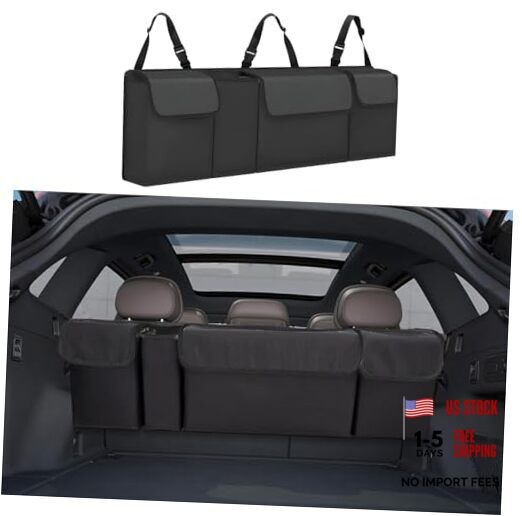 Car Trunk Organizer, Backseat Hanging Large Storage with Adjustable Black