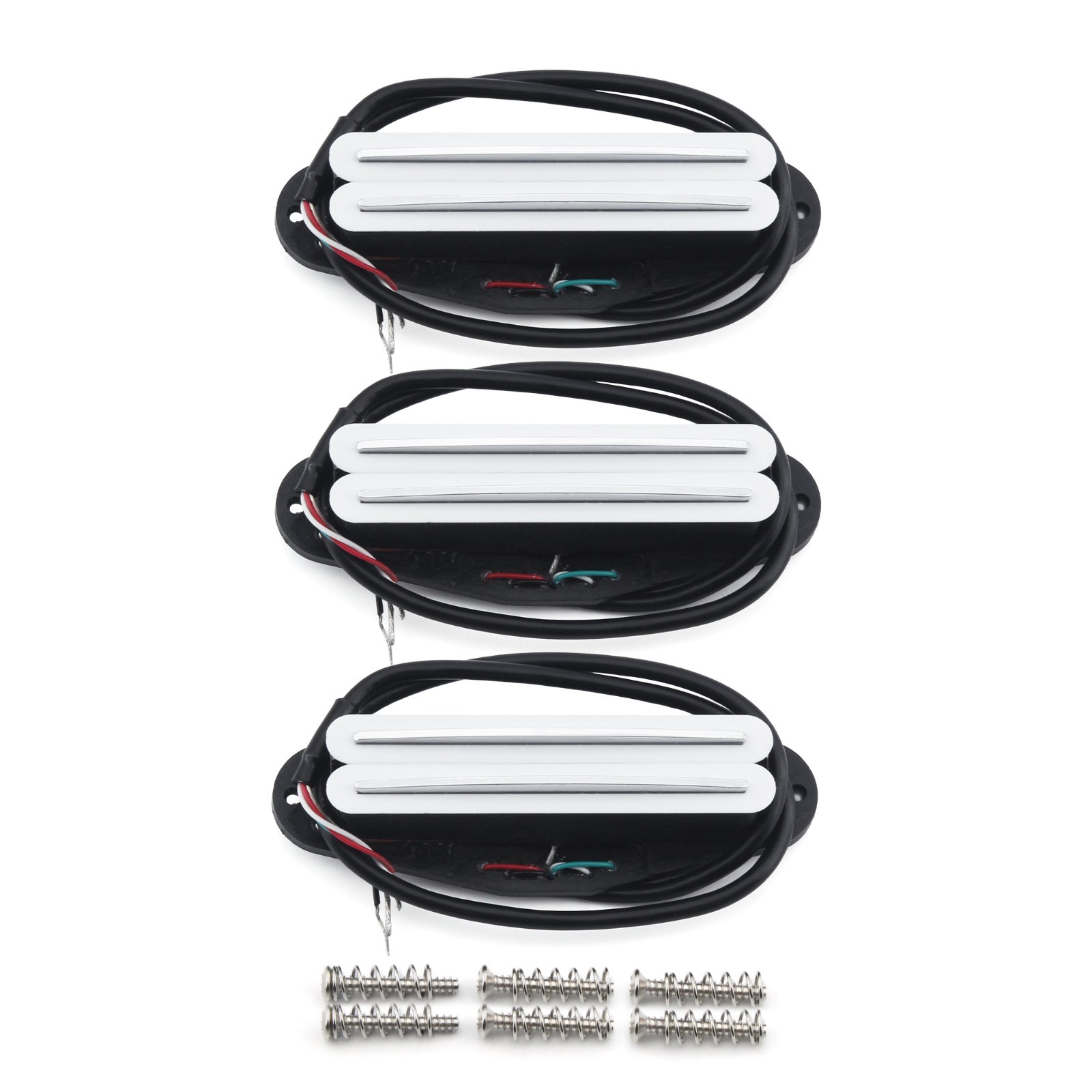 FLEOR SSS Guitar White Dual Rails-Dual Rails Humbucker Pickups Set fit ST Guitar