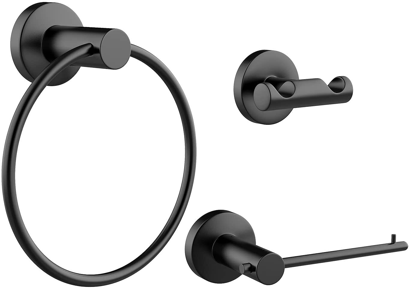 3 pc Bathroom Towel Holder SUS304 Stainless Steel Toilet Paper Holder Hand Black