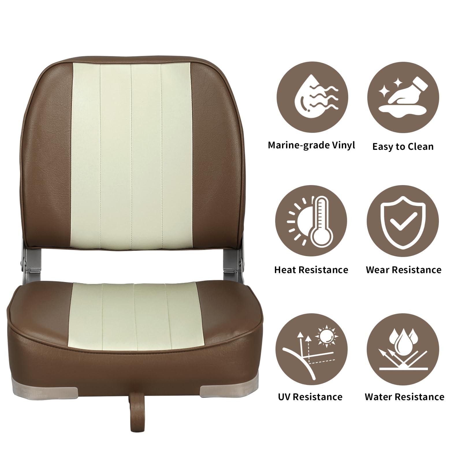 New Low Back Folding Boat Seat (Brown/Sand)