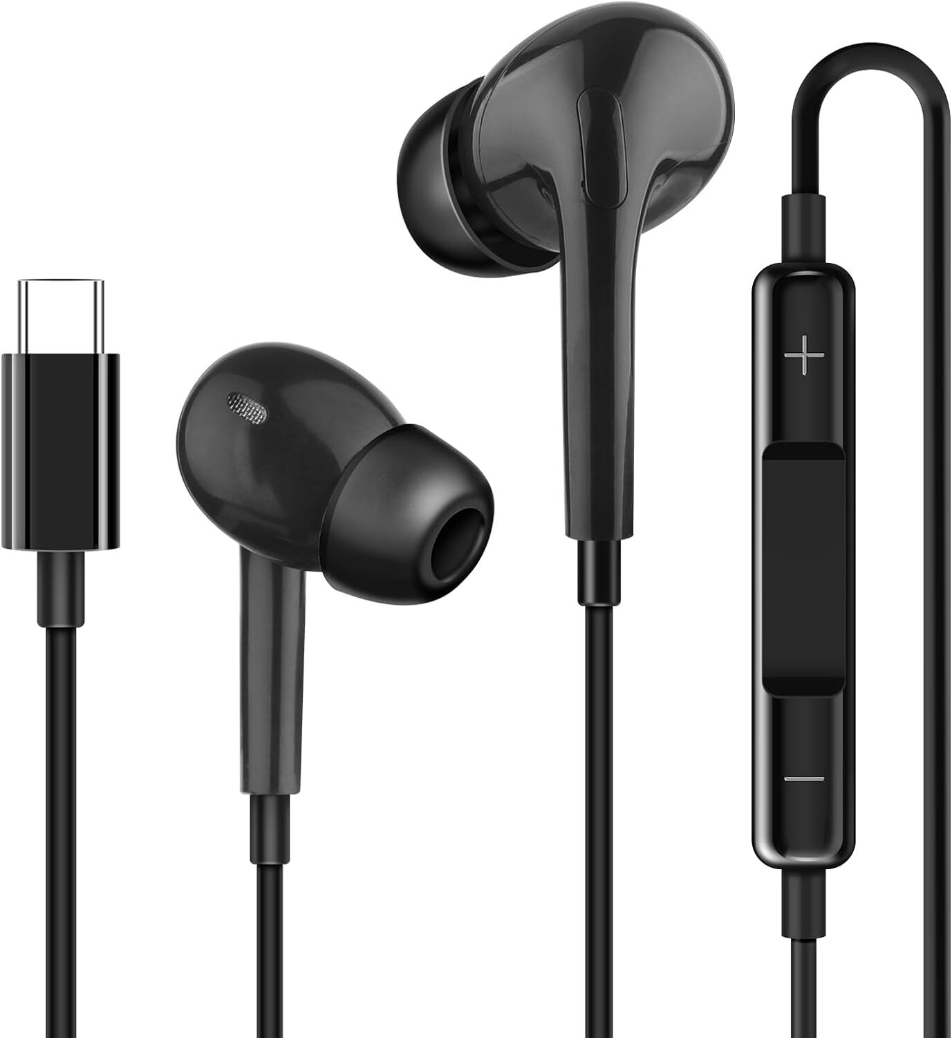 In-Ear Headphones USB-C wired Earbuds for iPhone 15 16 17 Pro Max/Galaxy S25 S24