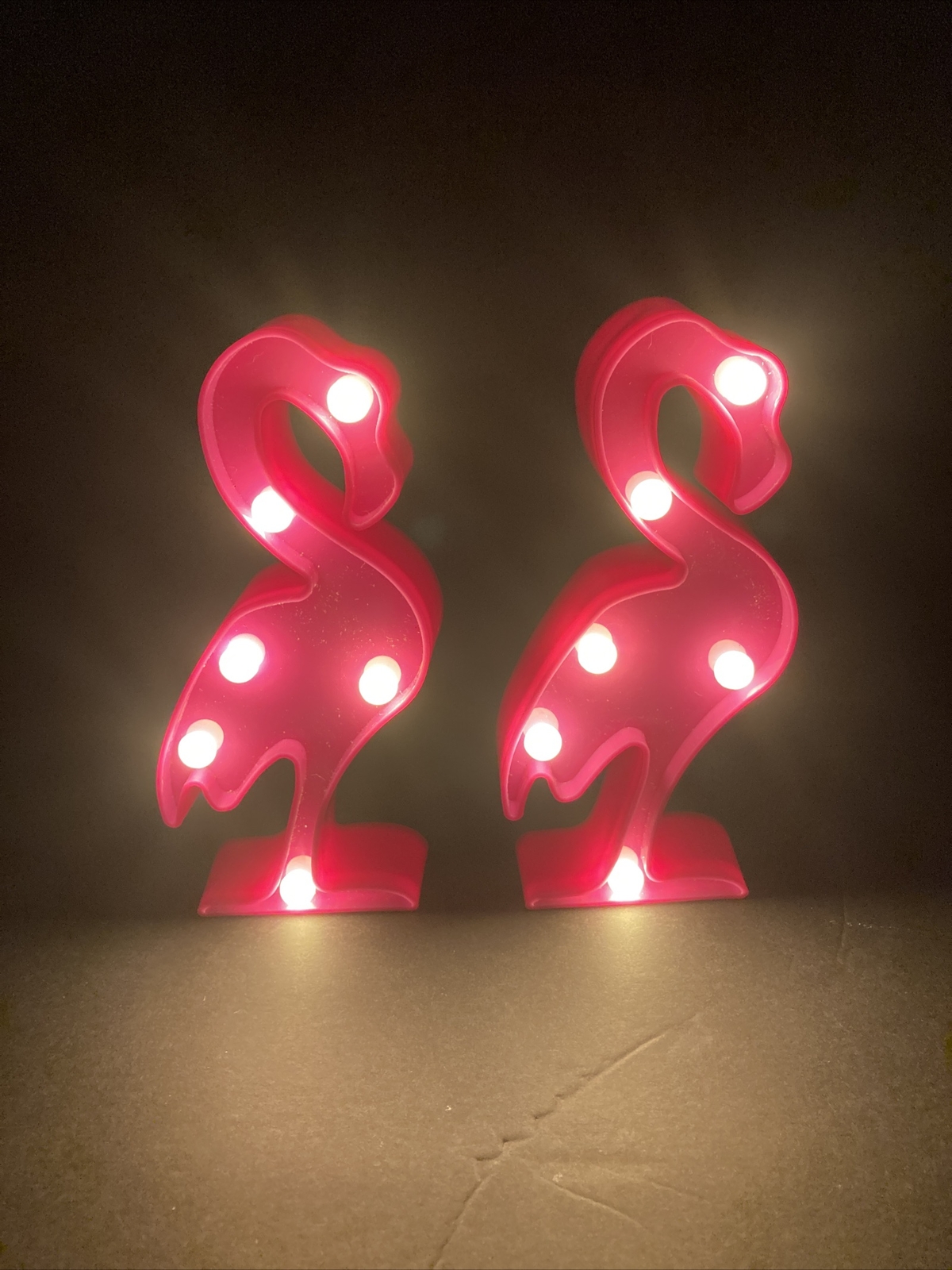 2 CVS 6" PINK FLAMINGO LED LIGHT PLASTIC DECOR PIECE (LOT#9) BATT NOT INCLUDED