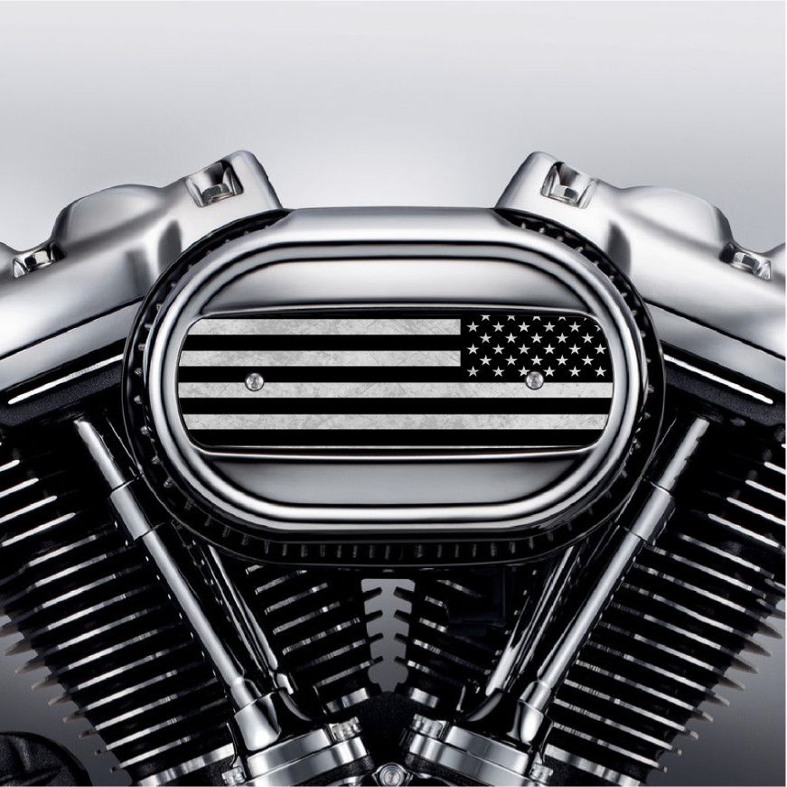 Black & Grey American Flag Air Cleaner Insert. Replaces Stock Harley Insert.
