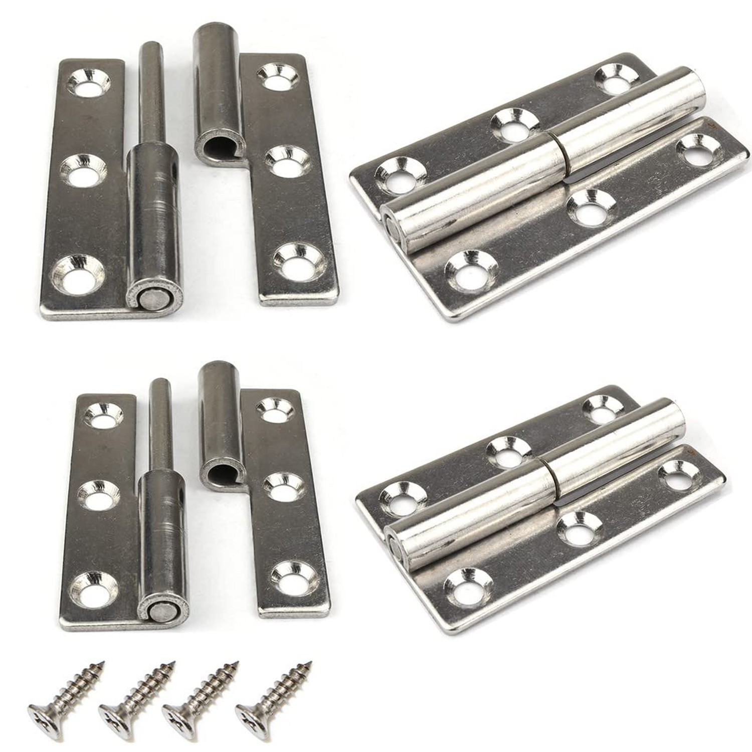 4Pcs 3" Lift Off Door Hinges, Heavy Duty Window Detachable Hinge 304 Stainles...