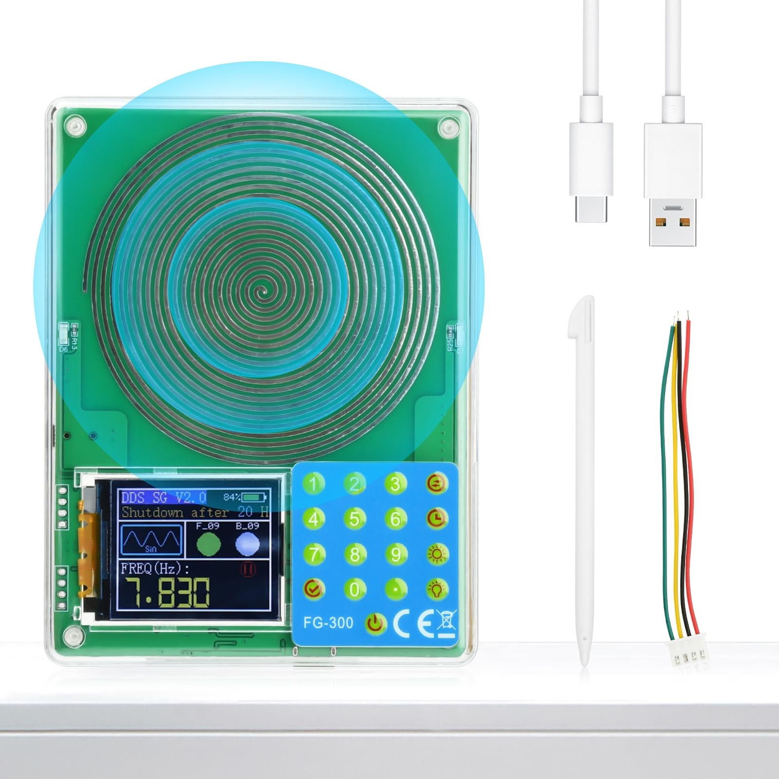 Portable Signal Generator Schumann Resonance 0.01Hz-200kHz 1.8" TFT Display
