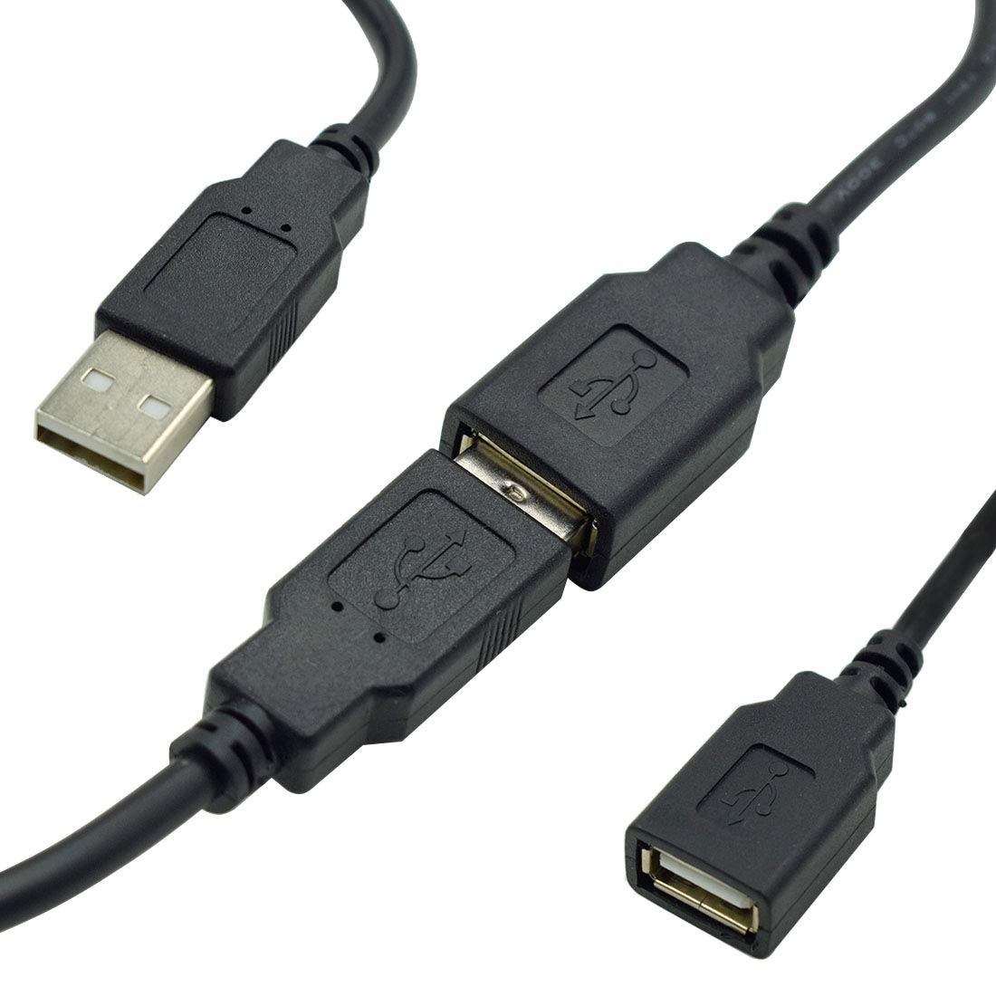 2 PCS 13.2-inch Alligator Clips to USB Female Male Connector Cable 18AWG