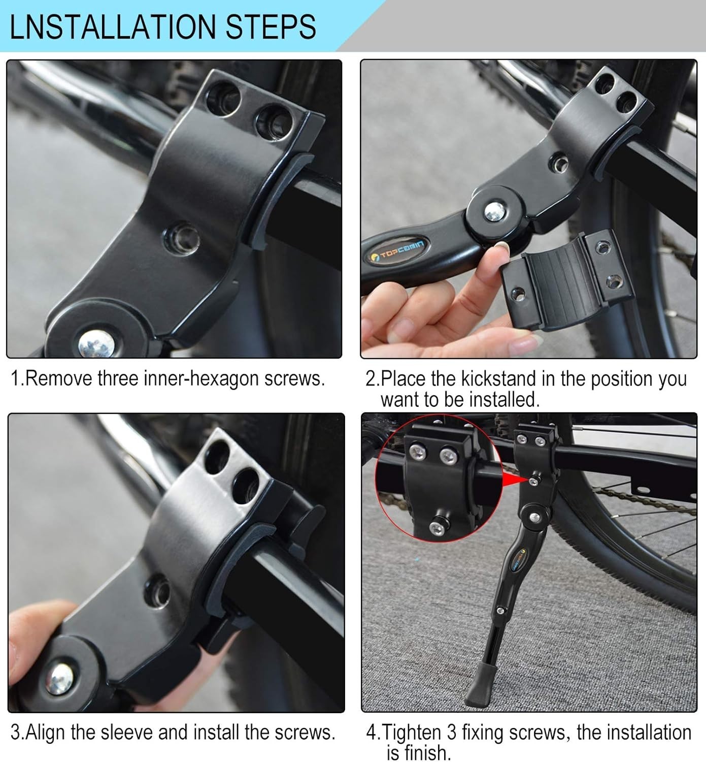 Universal Black Aluminum Kickstand for 22-28" Bikes - Rust-Resistant & Durable
