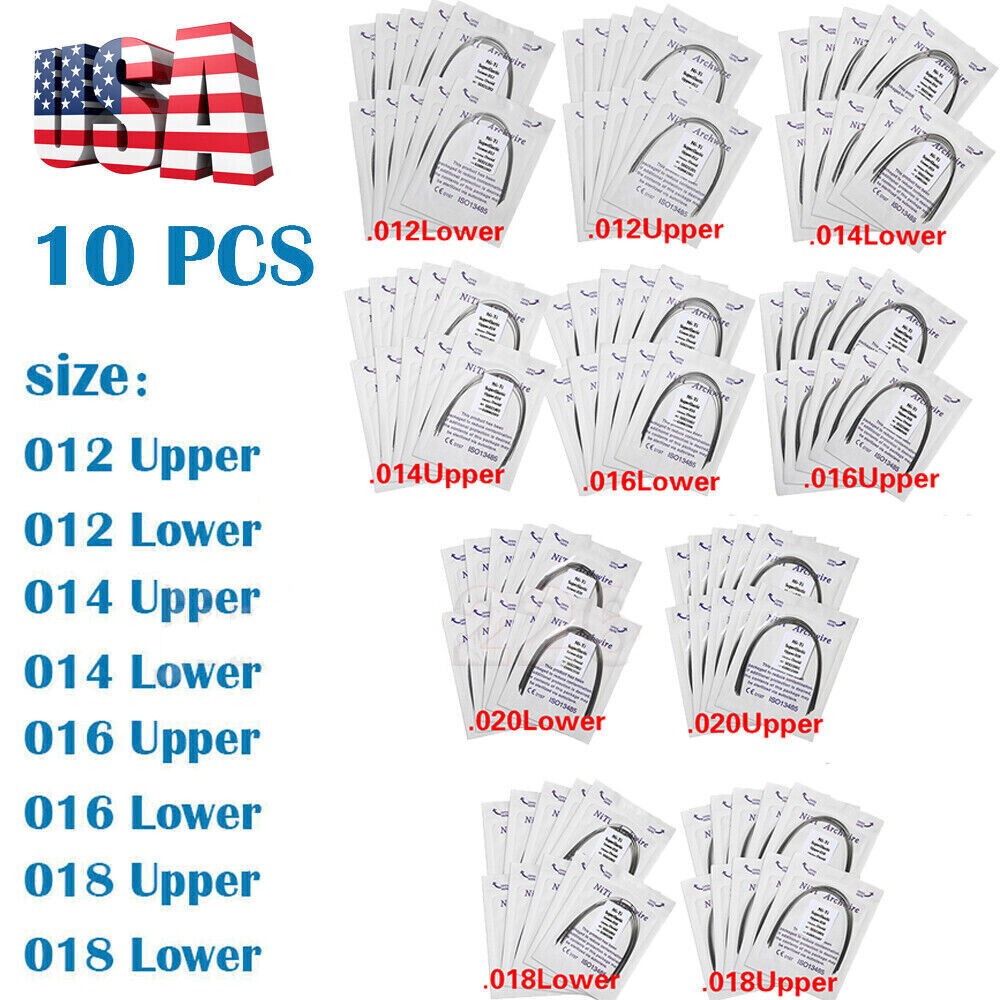 10 Packs Arcos de Dental Ortodoncia Redondos Niti Arco de Alambre Su Arch