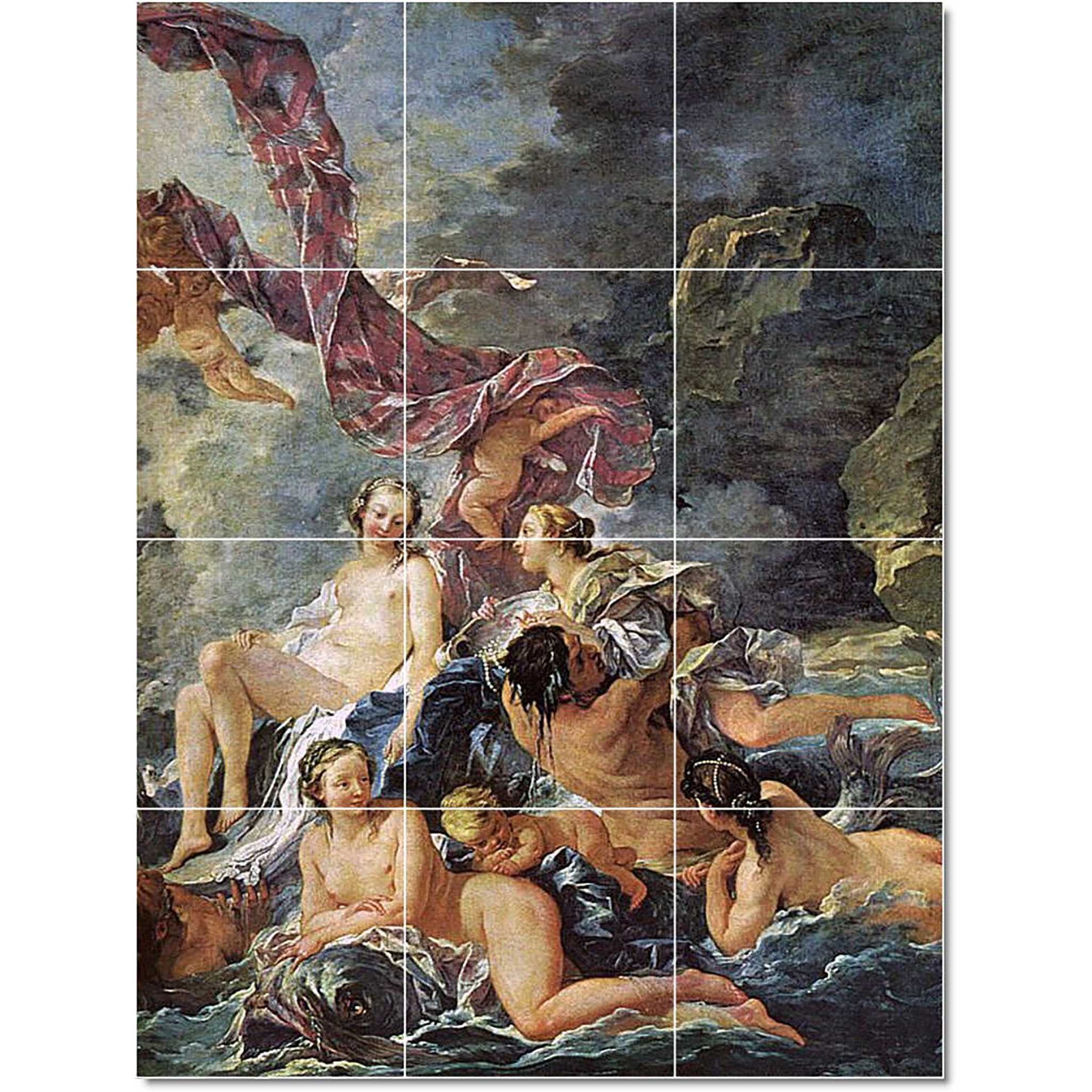 Francois Boucher Mythology Tile Mural PT22151. 24 x 32 (12) 8x8 tiles