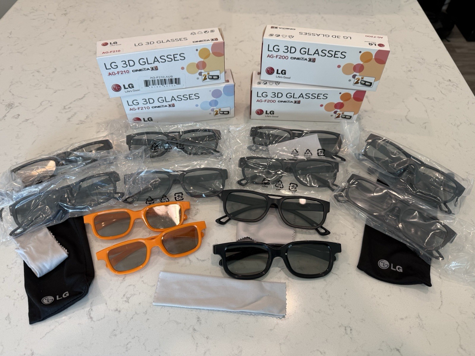 LG AG-F200 & F210 3D Glasses - 8 NEW Pairs + 4 (for LG Cinema View 3D HDTVs)