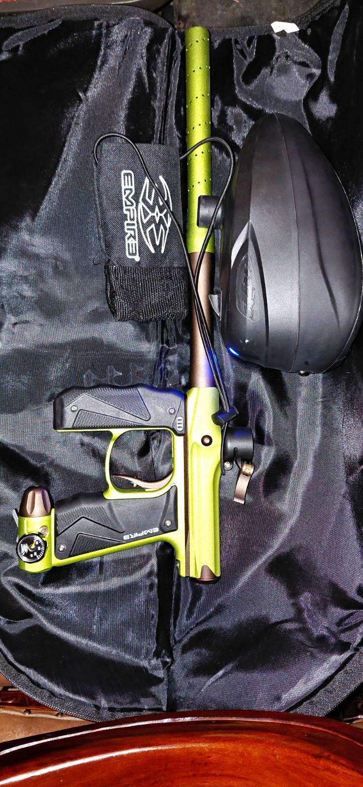 Empire Mini GS Electronic Paintball Marker Gun, Dust Green/Brown with hopper