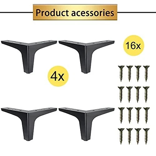 4 Inch Metal Furniture Legs Black Legs For Furniture Set Of 4 Modern Style Repla