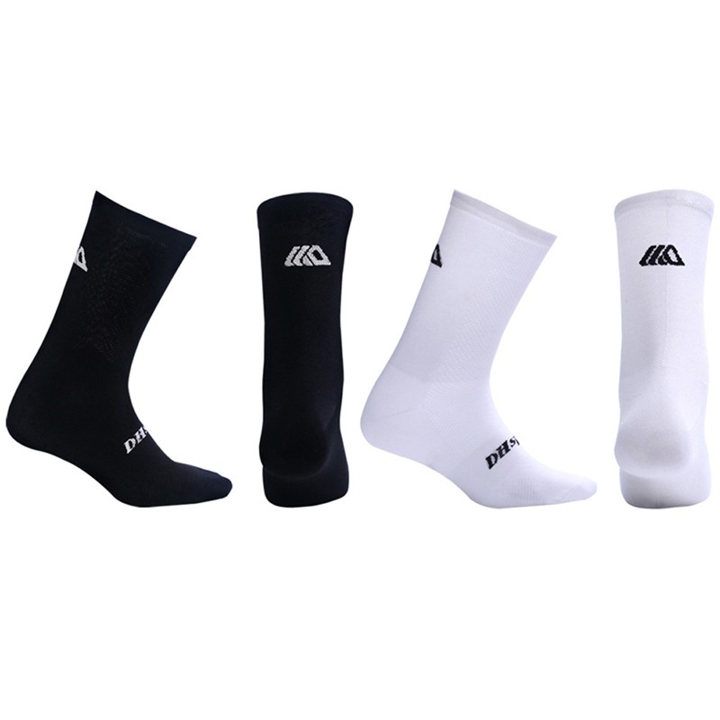2 Pairs Cycling Socks Pro Road Riding Bicycle Bike Sport Ankle Socks White Black