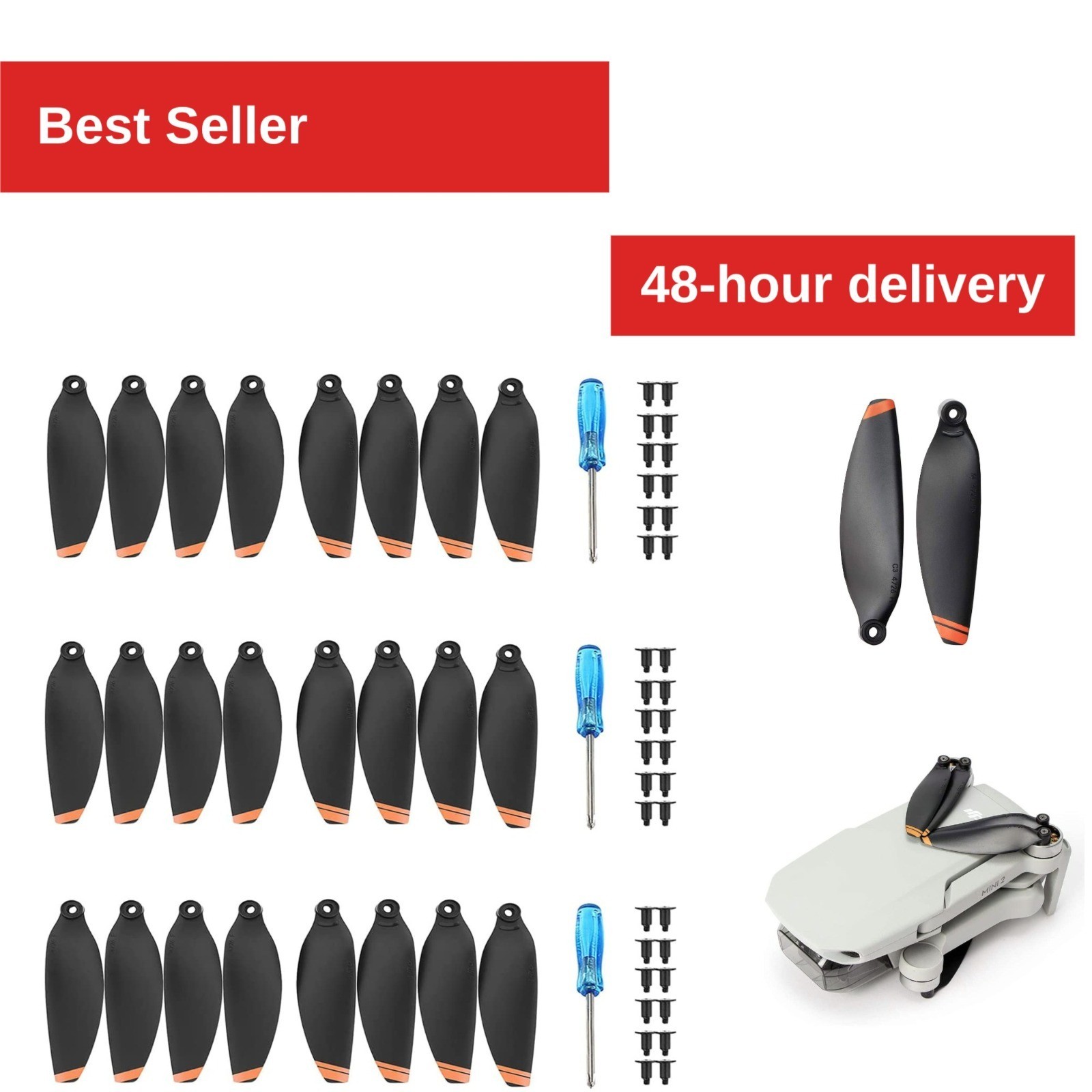 24 Pcs DJI Mini 2/Mini SE/Mini 4K Propellers - Low-Noise Replacement Blades