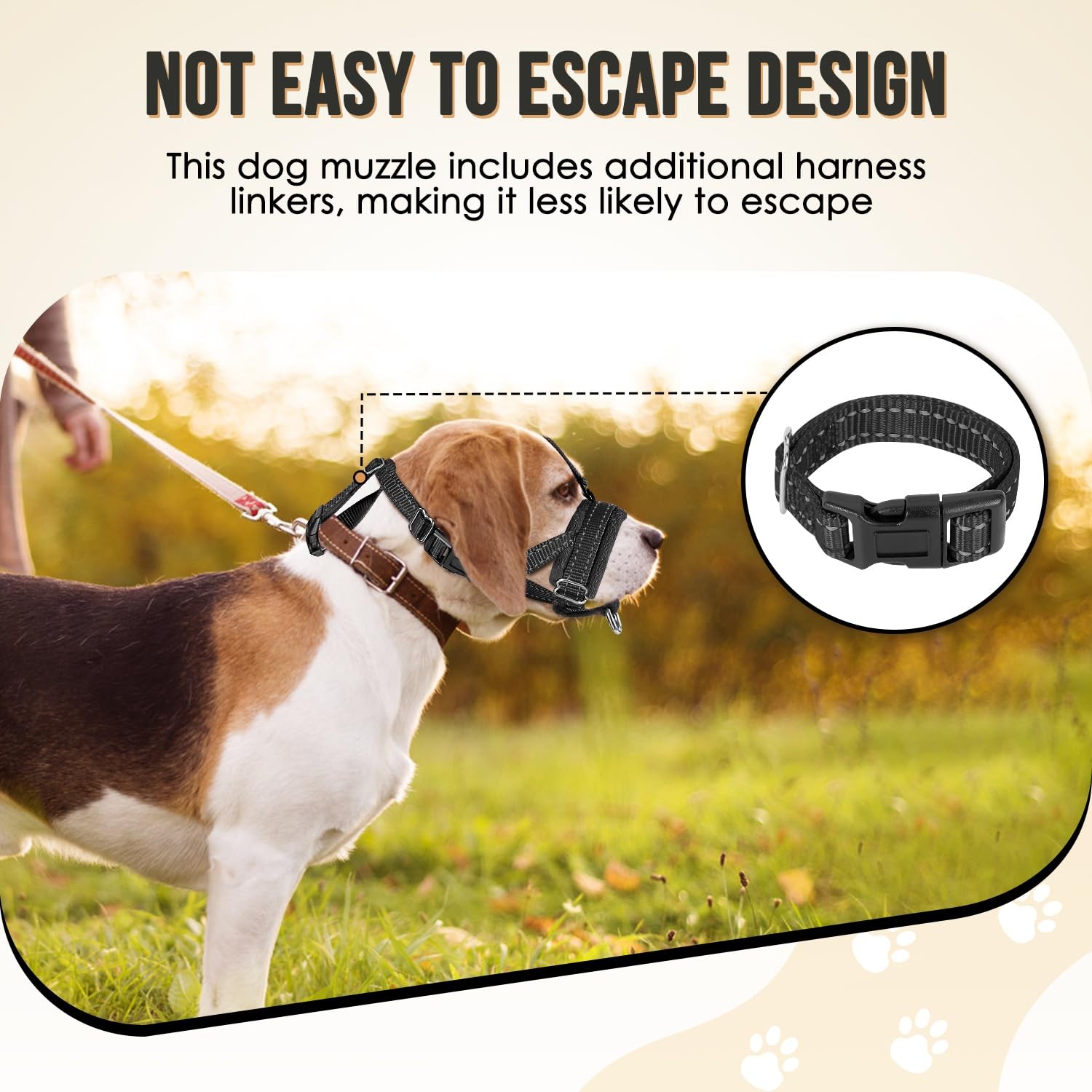 Soft Adjustable Padded Nylon Dog Muzzle Anti Chewing Barking Black Medium