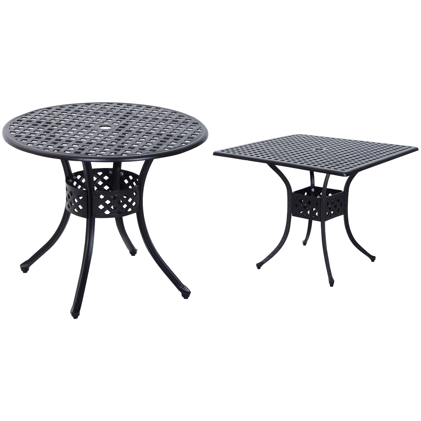 Square/Round Cast Aluminum Outdoor Dining Table Garden Patio Furniture Black