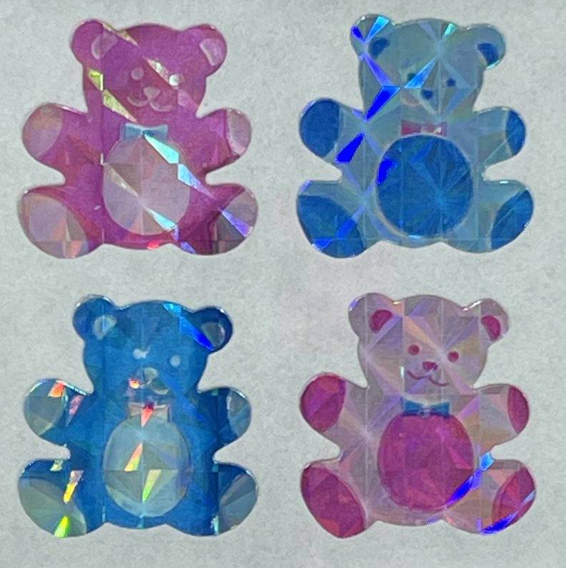 12 packages of Prismatic Teddy Bear Stickers, "Great 7" Sticker designs, PPZ6111