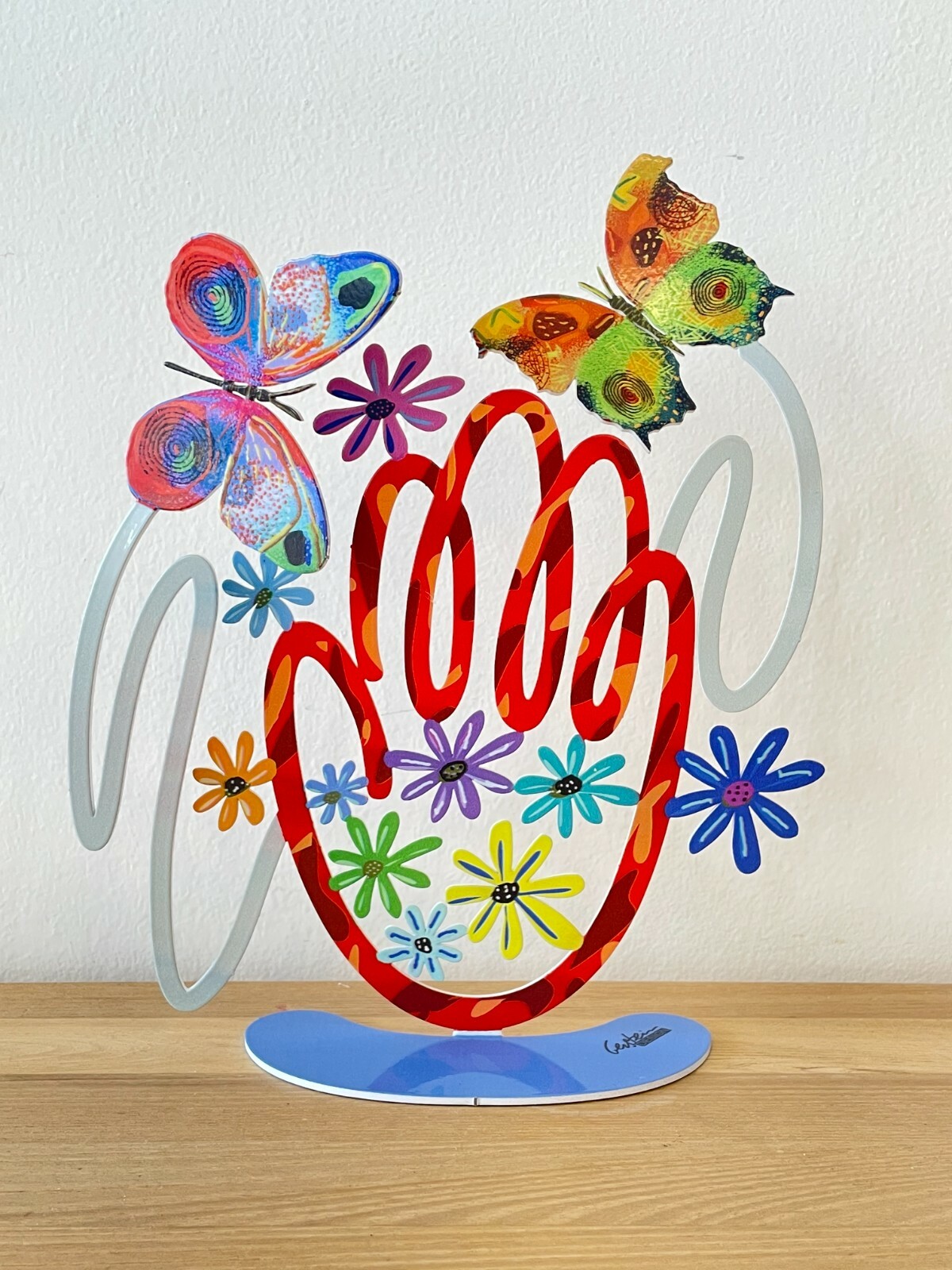 DAVID GERSTEIN Pop art Hand made Metal sculpture -  "  Hamsa with Butterflies "