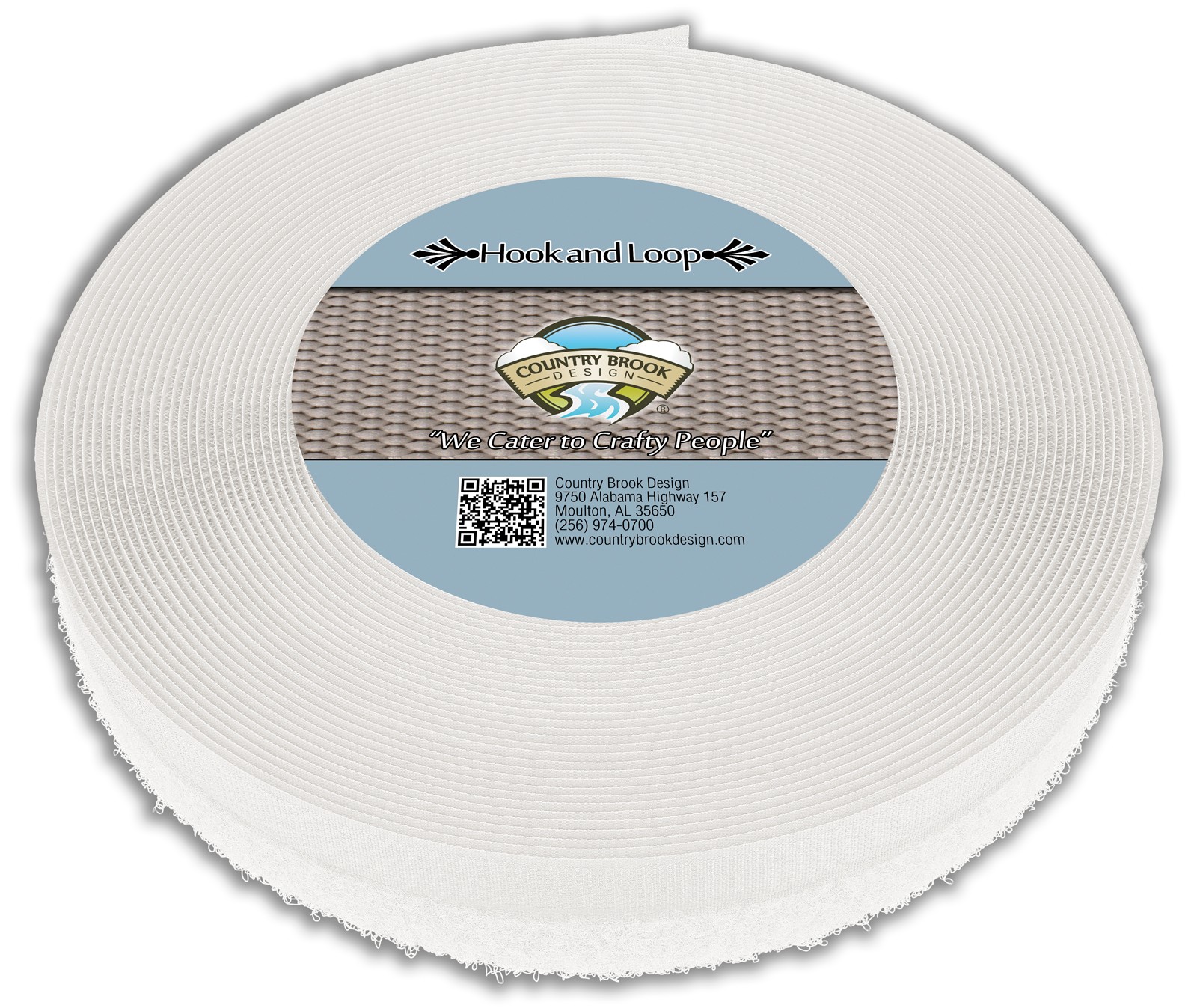 Country Brook Design® 1/2 Inch White Sew on Hook and Loop, 50 Yards